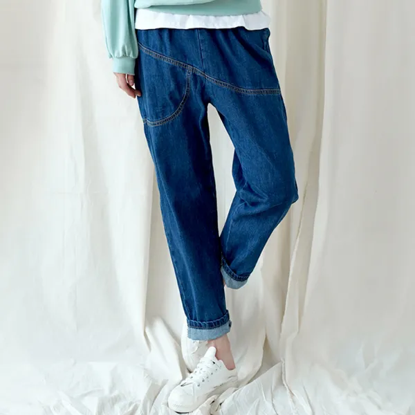 24데이즈 여성 하렘배기 밴딩 데님팬츠 빅사이즈 루즈핏 청바지 Xl~5xl