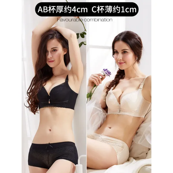 작은 가슴확대 신기 집약 노 와이어 조정형 수 부 브래지어 여성 평흉 키높이 스타일 울트라 도톰 브라