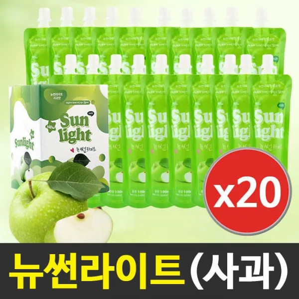 (주)끄레몽F&B 뉴썬라이트 사과맛 100ml (유통기한 임박 20. 10. 22), 20개