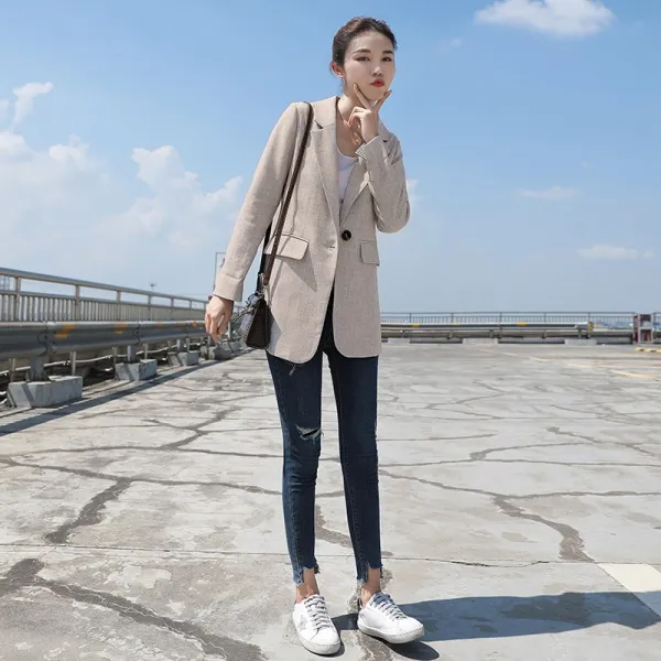 Mar.01 208번 메쉬 슈트 코트 여자 봄의 인테리어 감각 노친 캐주얼 날씬해 보이는 쁘띠 정장 상의Z