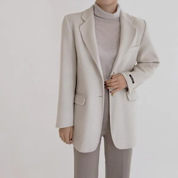 핸드메이드 울 자켓 1041483 OUTER 모직 울자켓 블랙 Black 아이보리 Ivory 오피스