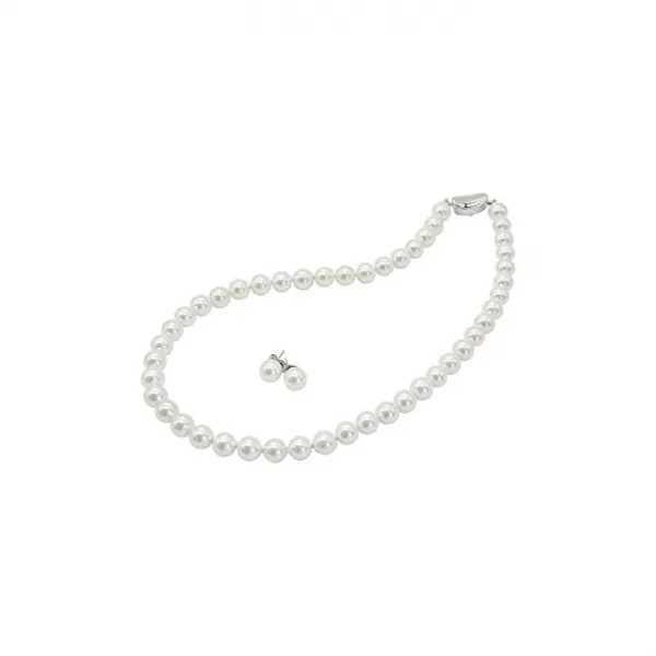 Sakuya (咲屋) 진주 목걸이 8mm 42㎝ 관혼상제 검은 회색 졸업식 입학식 장례 조개 귀걸이 퇴원 식 입원 성인식 결혼식 불 렸어 차회 사은