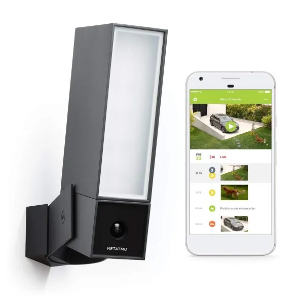 Netatmo Smart Security Camera 옥외 WiFi 통합 조명 동작 감지 야간 투시경 구독 금지 NOC01-DE (현, 단일상품