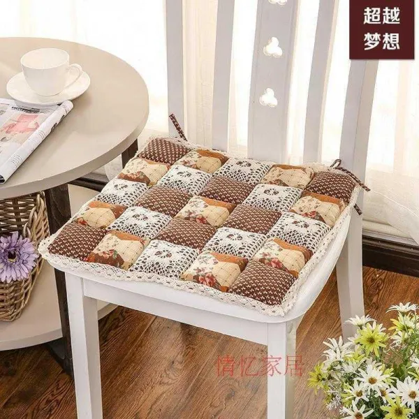 무한마켓 패치워크 두꺼운 풀패딩 논슬립 미끄럼방지 식탁의자 매트 사무실 전원 모즈, 50 *50cm 스트랩
