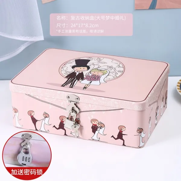 화장품보관케이스 클래식 넙치 철갑 있음 자물쇠 수납함 키 탁상 가정용 장신구 작은 상자 3922228400