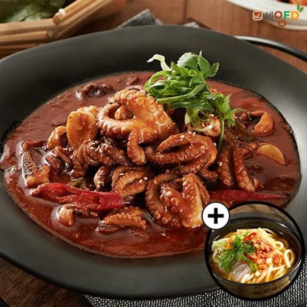 세양푸드 매콤쫄깃 쭈꾸미와 국물까지 시원한 우동세트 쭈꾸미볶음300g*2팩+생우동면1kg+사누끼소스30g*5, 1개, 300g