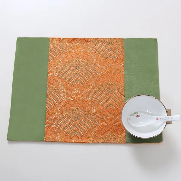 하비어클락 예필욱 중국식 스타일리시 호수 스퀘어 컵받침 방수 셔양 시탁 31*40cm 귤 바닷물 그린 라인