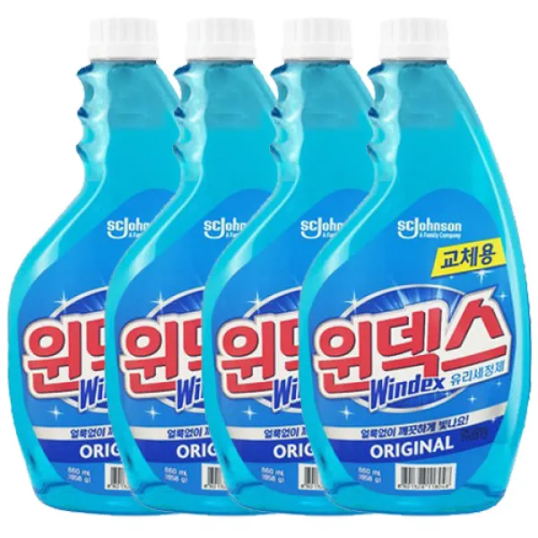 윈덱스 세계적 유리세정제 리필 교체용 660ml, 4개