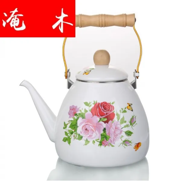 법랑주전자 나무망치 물주전자/2.0L단도직입적 월계 냄비/통굽 0.8MM/, 기본, T01-화이트색