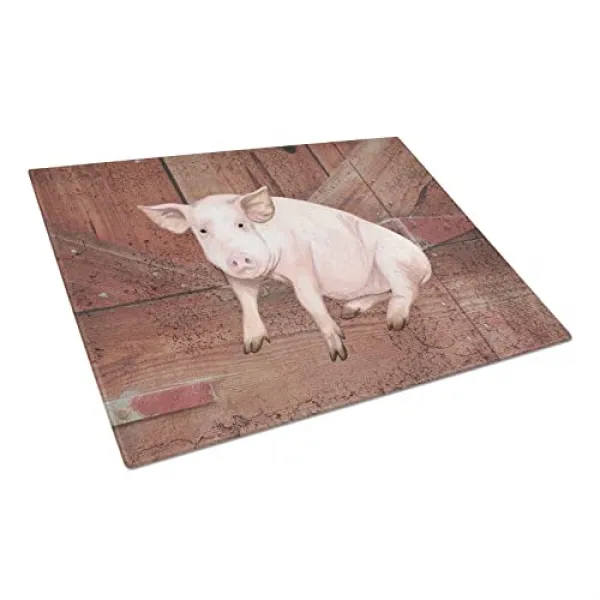 NMT Caroline 's Treasures SB3072LCB 헛간 문에있는 돼지 유리 도마 대형 12H x 16W 다색 - P046500OSC4RXW1