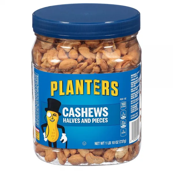 Planters Cashew Halves & Pieces (1.10lb Canister) 플랜터스 반쪽 조각 캐슈 737g, 1set