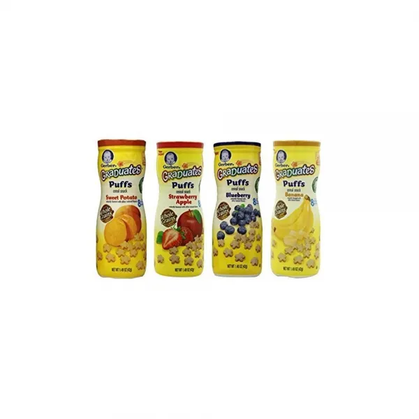 Gerber Graduates Apple Strawberry Banana Sweet Potato Blueberry Puffs (pack of 4 1.48oz) 거버 그레이듀에이트 퍼프 1.48oz(42g) 4팩, 1개
