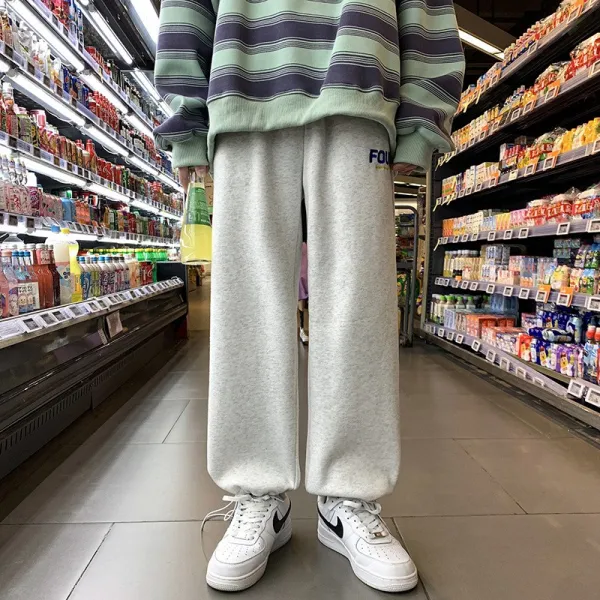 겨울트레이닝팬츠 무거운 머리 다녀가다 솔리드 무지 두꺼운 기모 트레이닝바지 남자 가을 와이드 루즈핏 조거 3678867751