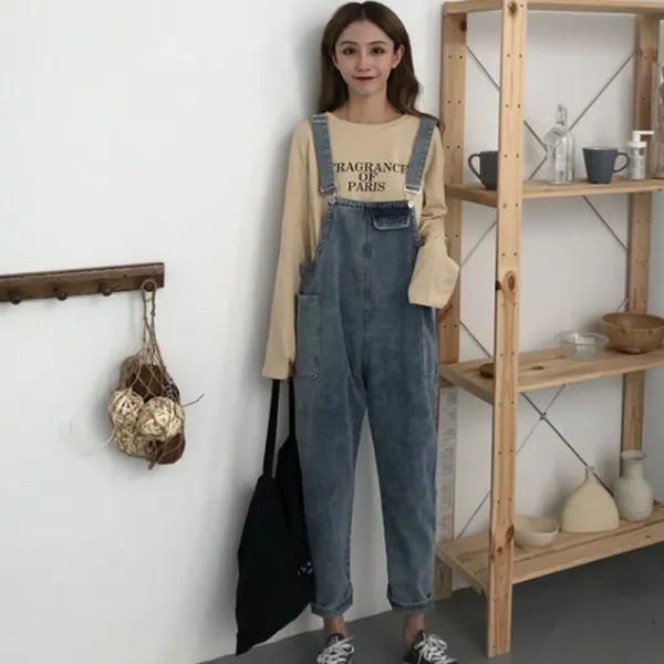 머머다 멜빵바지 루즈핏 데님 청 점프수트 빅사이즈 여성04 Cbn04 574859250928_lkro