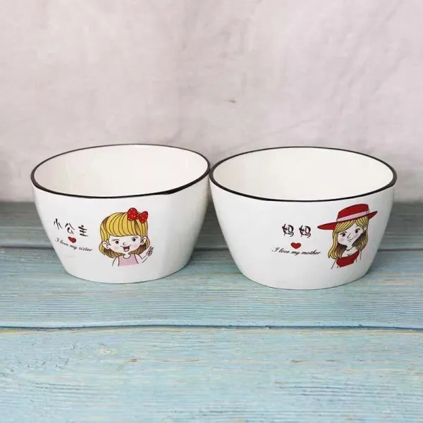 패밀리 가정용 독창적 개성 일가 네 식구 홈 캐릭터 사람이다 사물 구분 대접그릇 먹다 밥공기, 사각볼 /엄마 _숏 공주