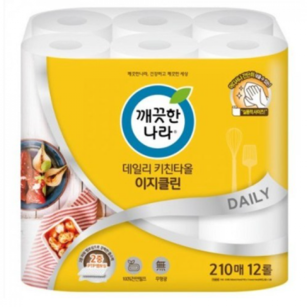깨끗한나라 데일리 키친타올 이지클린, 210개입, 12개