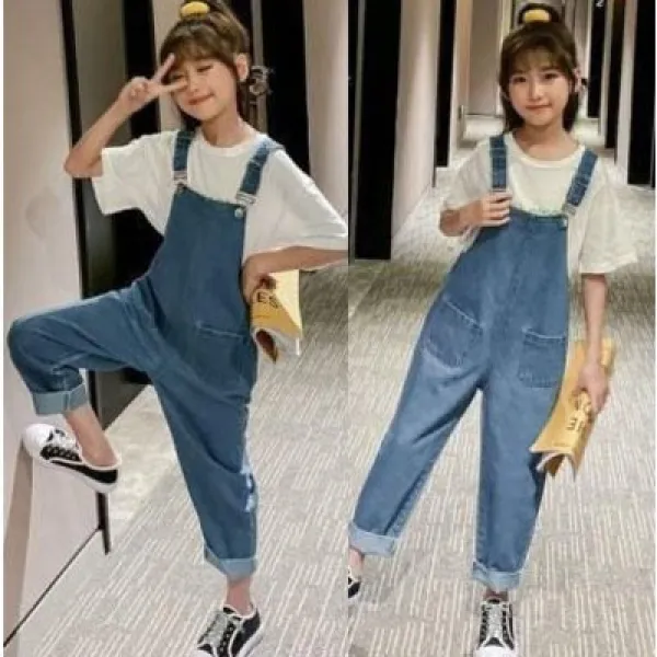 [바로배송] 주니어 나나포켓멜빵청바지 국내배송 초등학생멜빵바지 주니어청바지 남매청멜빵바지