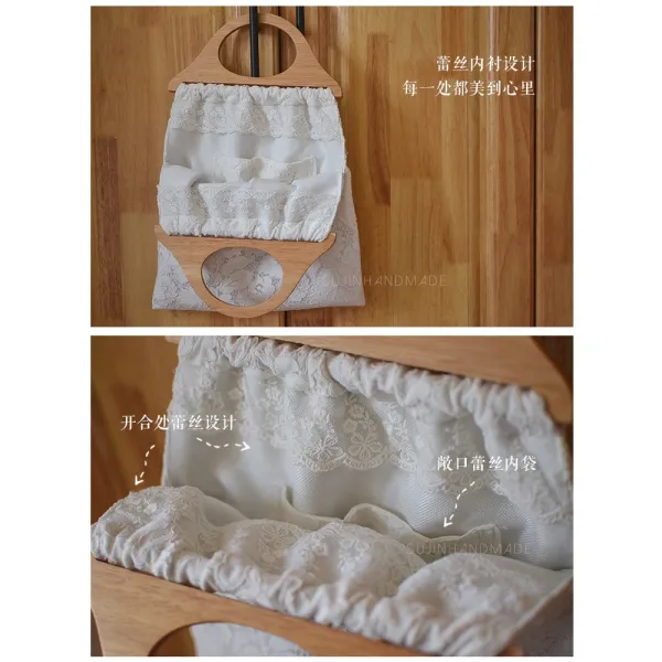 무늬가 없는 비단 직접 만든 작품 민국 도트 주머니 화이바 레이스 클래식 토드백 단아한 스위트 치파오 목만류함