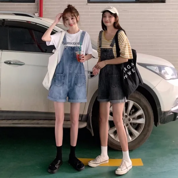 비밀의성 트윈룩 캐주얼 롤업데님 슬림 점프슈트