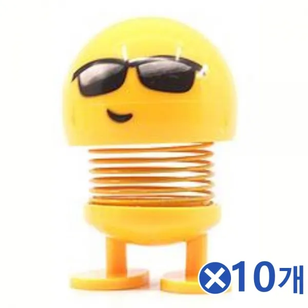 노랑 스프링 표정노호혼x10개 책상인형 차량장식소품, 웃음