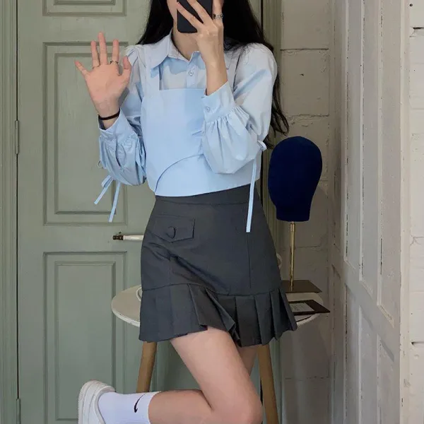 우르보스 길게 느껴지다 매너 보이핏 볼륨 긴 소매 봄계절 여성 트렌드 조심 디자인
