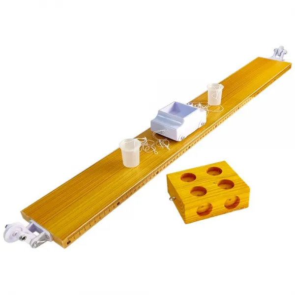 투 웨 이 밸 런 스 데모 기 눈금 양 끝 에 도르래 가 달 린 긴 판자 양쪽 에 고리 가 달 린 작은 차 마찰 블록 이 걸 려 있 는 나무토막 작은 통 중학교 물리 역학 실험 기구 이 력 평형 실험 데모 기 1 세트