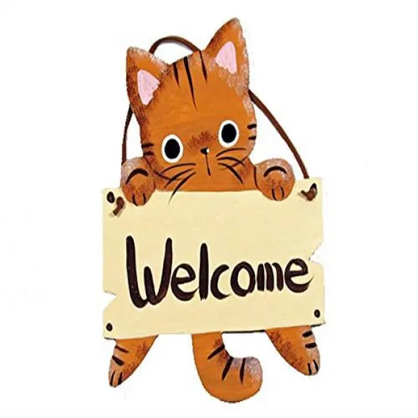 고양이 문 플레이트 보드 손잡이 고양이 Welcome 살쾡이 씨 수제 고양이 장난감 차 호랑이