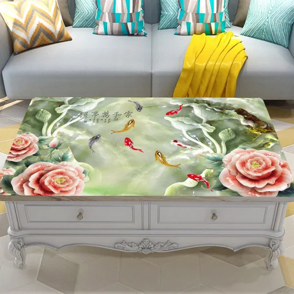 3D 입체 인싸템 테이블보 기름방지 화상방지 세탁 면제 가정용 연질 유리 PVC 비닐 플라스틱 차탁 매트, 90*160CM, 동고동락했다