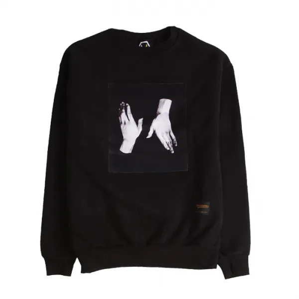 자체브랜드 에잇볼륨 투 핸드 기모 맨투맨 블랙