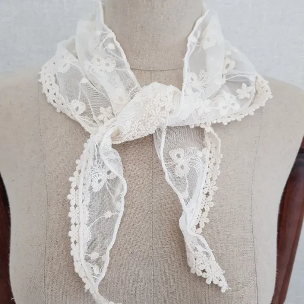 솔이네 봄 여름 린넨 레이스 플라워 이중 미니 쁘띠 스카프 3종