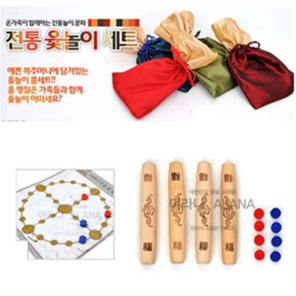 전통윷놀이세트 복주머니.설명절 추석 민속놀이 윷판 게임/가족 연인 완구 매트 스포츠완구 기타스포츠완구