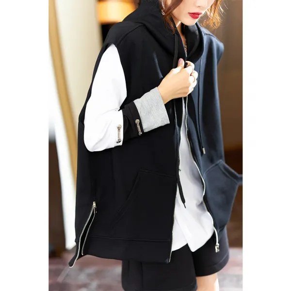 후드 베스트 소목 코트 여성 스타일리쉬 조끼 초 가을 유럽 상품 빅사이즈나시 외 2570284760