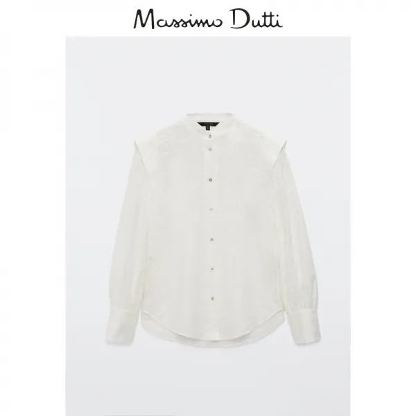 흰색긴팔셔츠 금요일 MASSIMODUTTI 여성의류 자수 면 캐주얼상의 2513829780