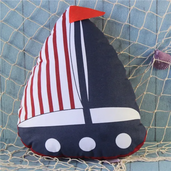 Royalways 면 피복 베개 지중해 뒤 방석 Sailboat2 모양 가정 좌석 패드