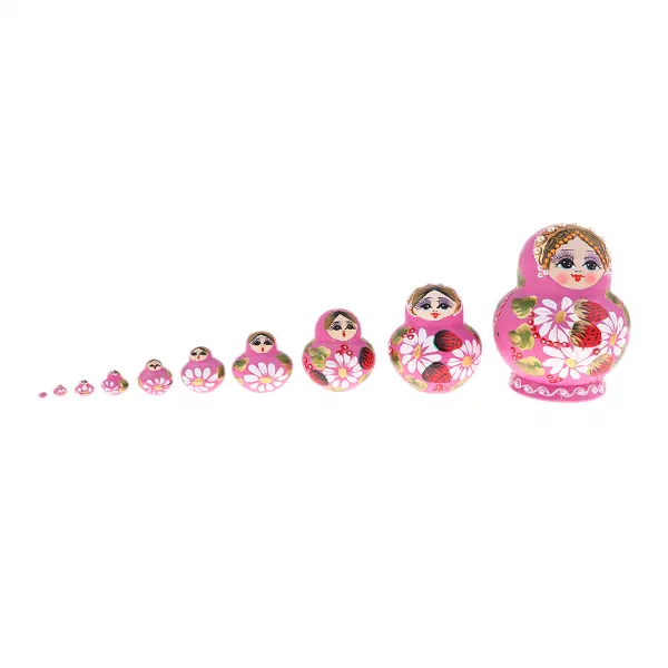 STK러시아 나무 중첩 인형 전통적인 matryoshka 손으로 그린 ​​딸기