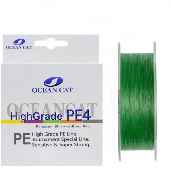 미국배송 Ocean CAT 4 Strand Braded Fishing Line Zero 스트레치 매끄러운 직경 마멸 저항성 초강력 고, 단일옵션