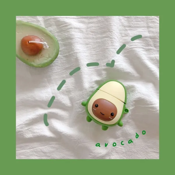 ins 러블리 캐릭터 소기름 과 애플 에어포즈 커버 2세대 무선 블루투스 이어폰 케이스, 아보카도 인형 보호 커버 12통용 증
