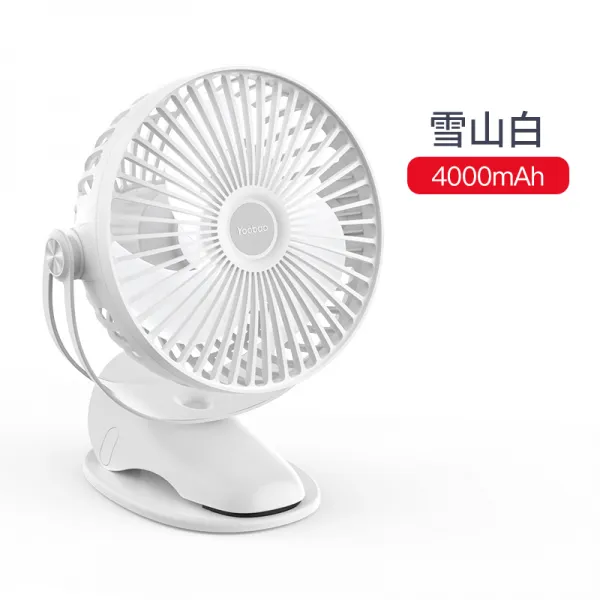 우박 충전 소풍선 선풍기 스몰 학생 소 usb 대형 풍력 충전식 대용량 미니 기숙사 사무실 탁상 정음 침대 가정용, 눈산화이트 4000앵콜 충전 업그레이