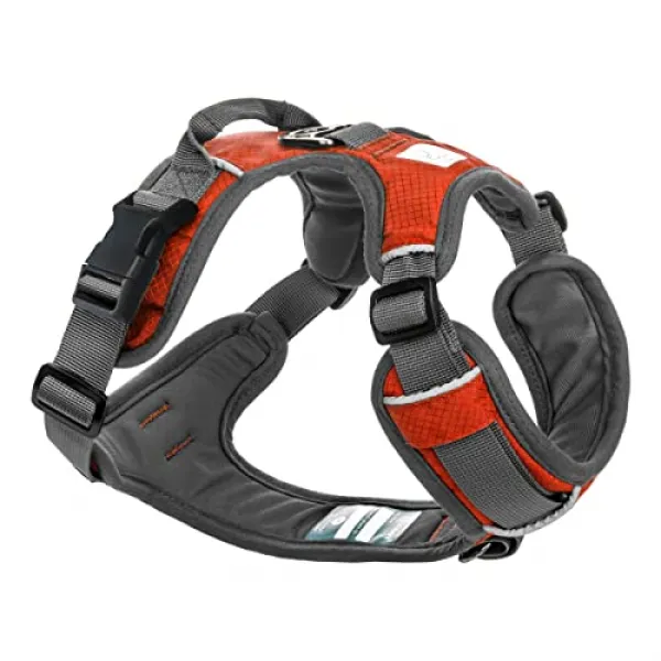 NMT Embark Adventure Dog Harness 전면 및 후면 가죽 끈 부착물 제어 핸들로 쉽게 켜 [Medium- Orange] - P0608071F3N8WZ1, Medium- Orange