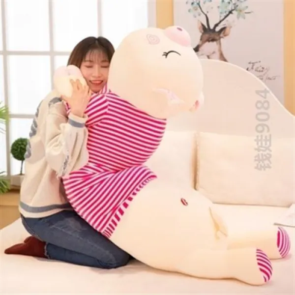 안고자는 대형 인형 배게 털북숭이 돼지 라지 사이즈, 01 핑크 눈깔 돼지