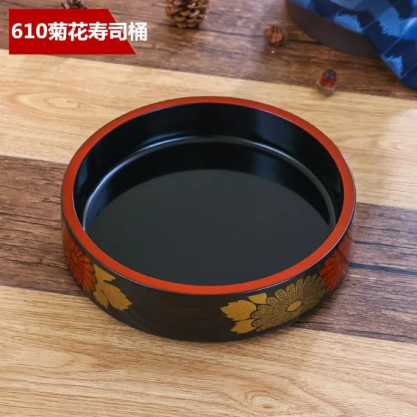 생선 가시 모양의 새로운 접시 가정용 창조적 인 일본 전용 접시 얼음 연어. 얼음 접시가 살아나다 610 국화 스시 배럴 30.4x6cm 