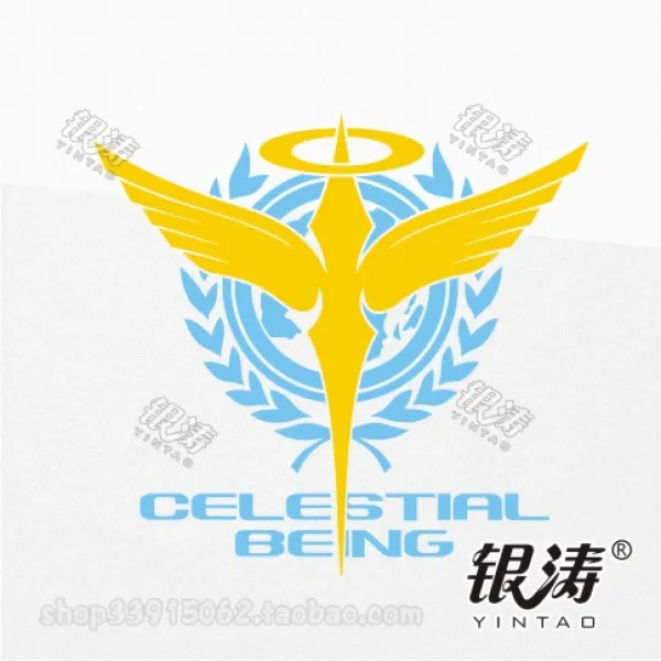 기타오토바이용품 Gundam00비공개 무장 차량스티커 자동차 오토바이 전동카 스티커, T02-20CM*18.6CM하이 옐로우 블루 배색
