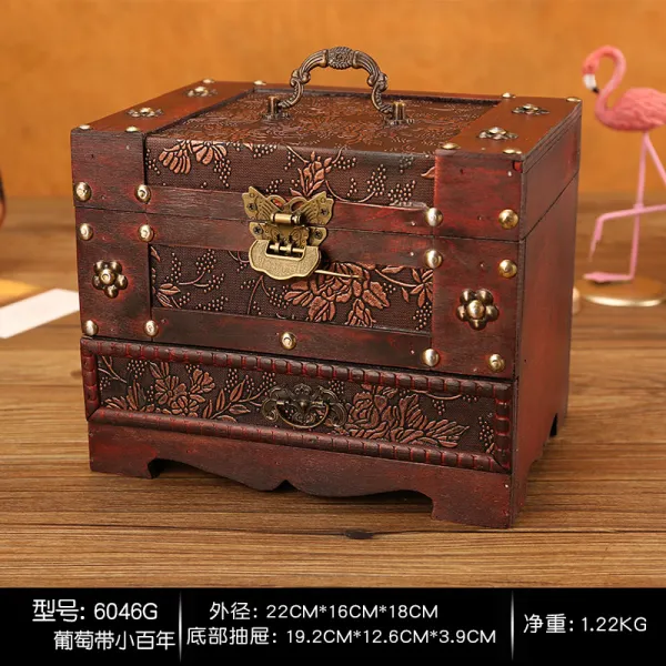 웨딩 스타일 골동품 궤짝 비즈보관함 보물상자가방, 자물쇠가 달린 G 포도