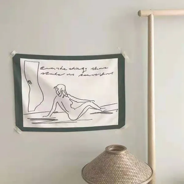 패브릭포스터 마티스 월행잉 천포스터 홈카페 인 교수형 천 손으로 그린 배경 천 조수 침대 옆 그물 레드 룸 레이아웃 태피스트리 기숙사 임대 주택 개조 벽 그림, D타입 150 * 200cm