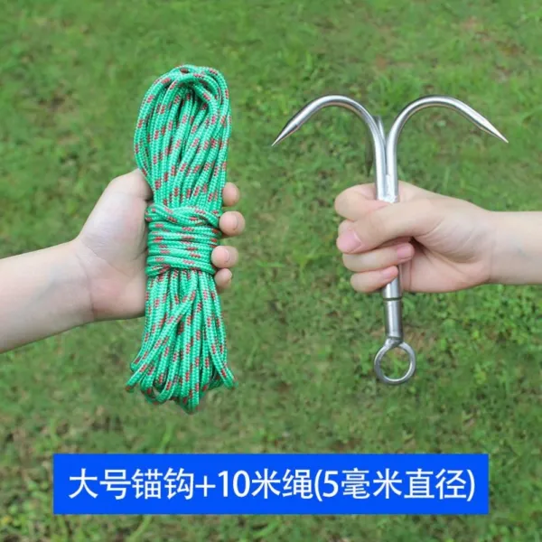 수초제거기 닻가지 스테인레스포크 훅 타이거 발바닥 날치 비교적 h.낚는 앵커 3.야외 세 낚시 보트, T07-라지후크10m밧줄(5mm직경)