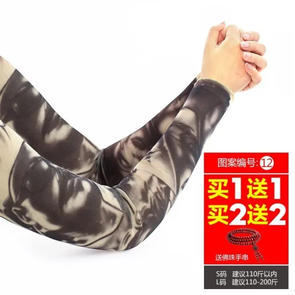 자외선차단 문신 팔뚝 가시청 여름 스 핸드 바이크 탑 행장 타입 암보호대 여인의 아웃도어 팔, L12 염주를 보내다 팔찌