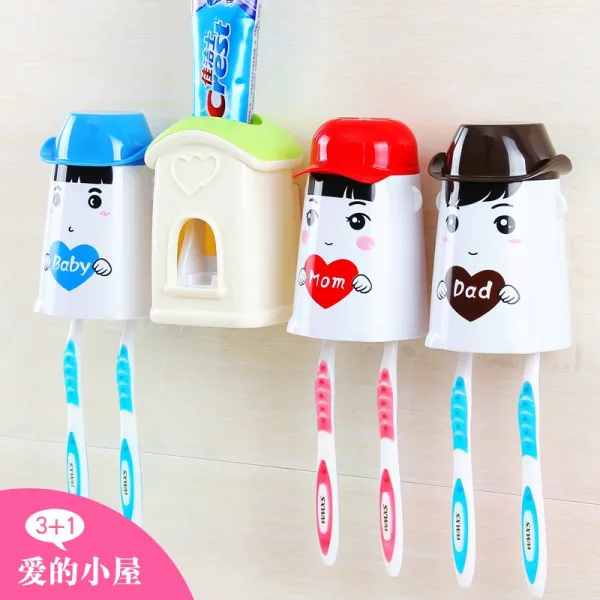 사랑방 빨판 칫솔걸이 창의적 치약 짜기 끈 칫솔컵 양치컵 세면, 사랑 31