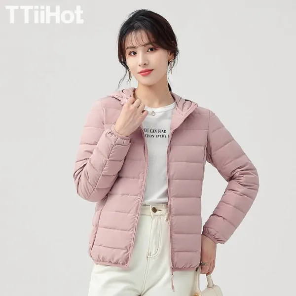 [ TTiiHot QC-YSFS ] 봄과 겨울 여성경량패딩 오리털 자켓 후드티 여성 숏패딩 이중 원단