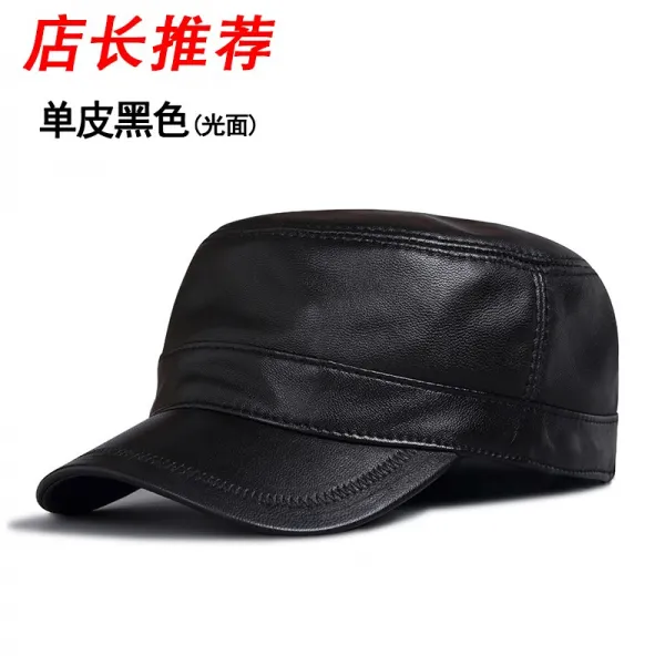 털모자 홑겹 가죽 모자 남성봄가을 양가죽 남자 중년청년 겨울 군모 캐쥬얼 노인 남자모자