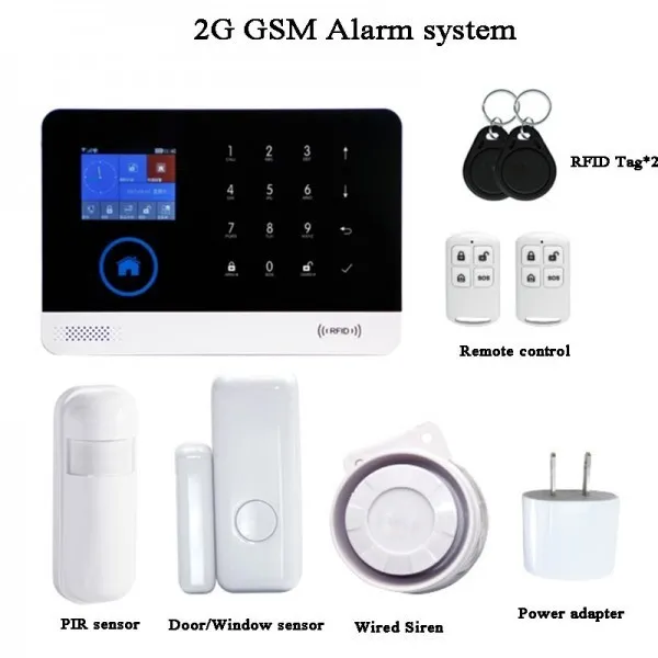 282914 / 2g 가정 Gsm Gprs Wifi 경보망 Sms 전화 전화 원격 제어 Pir 동의 문 창 감지기 사이렌 도난 경계 안전 Eu 플러그